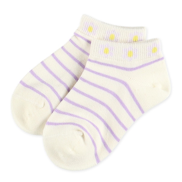 3足組キッズローカットソックス（ボーダー・花）