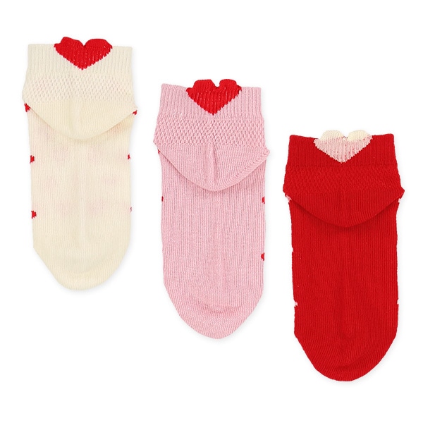 3足組キッズローカットソックス（メッシュ・ハート）