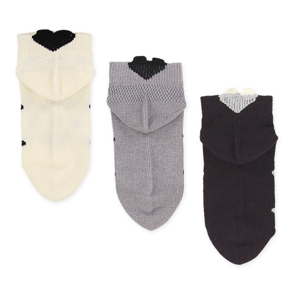 3足組キッズローカットソックス（メッシュ・ハート）
