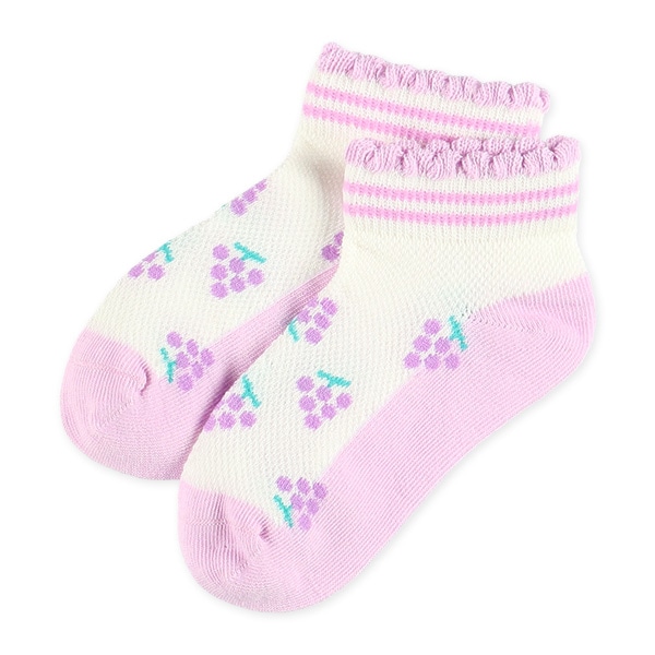 3足組キッズローカットソックス（フルーツ・メッシュ）