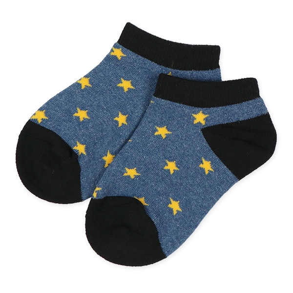 3足組吸水速乾キッズローカットソックス（星総柄）