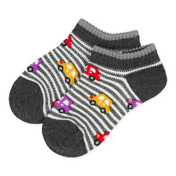 3足組キッズローカットソックス（くるまボーダー）