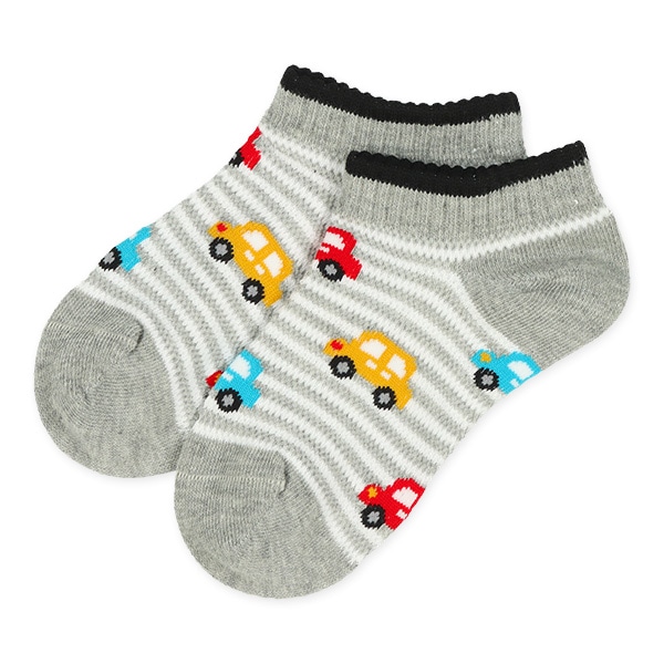3足組キッズローカットソックス（くるまボーダー）