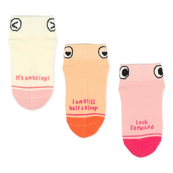 3足組キッズローカットソックス（おめめワンポイント）