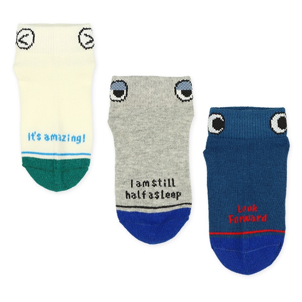 3足組キッズローカットソックス（おめめワンポイント）