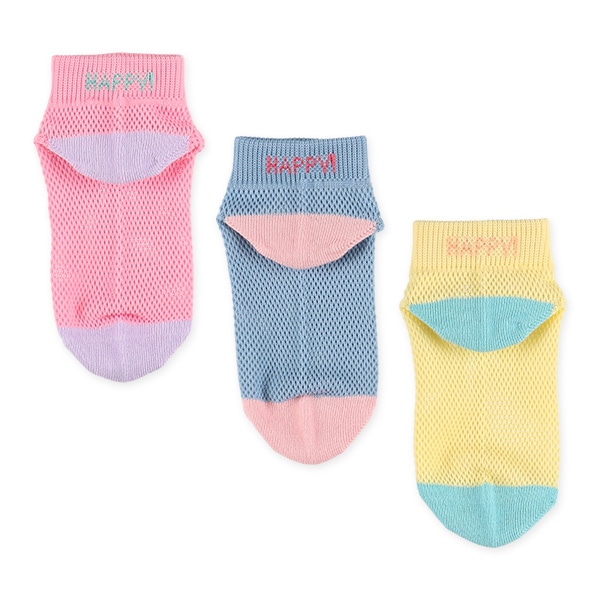 3足組キッズローカットソックス（ビッグメッシュ・ロゴ）