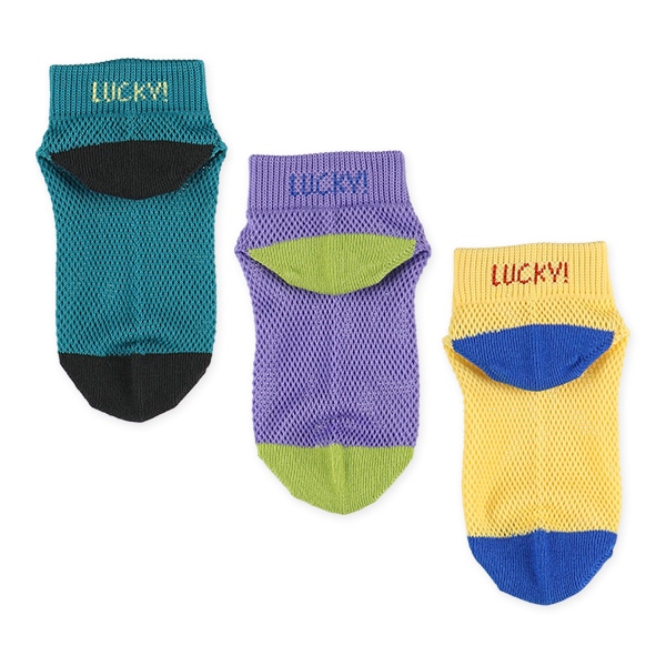 3足組キッズローカットソックス（ビッグメッシュ・ロゴ）