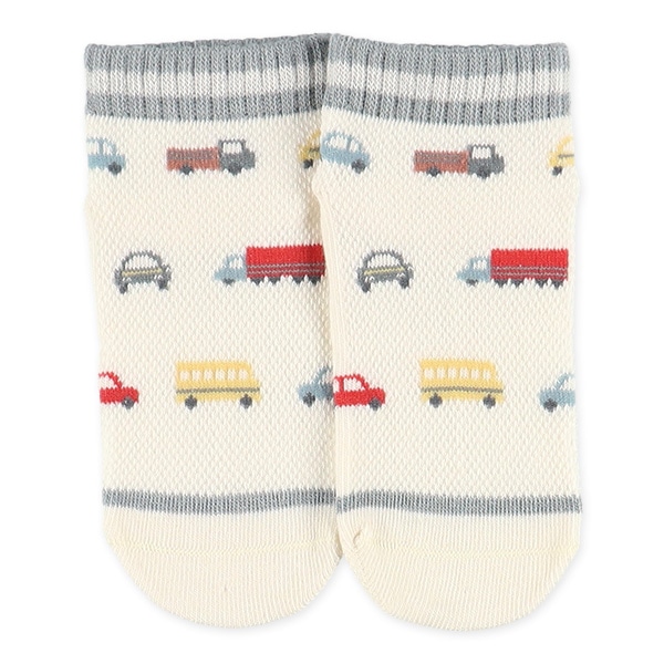 3足組キッズローカットソックス（くるま総柄）
