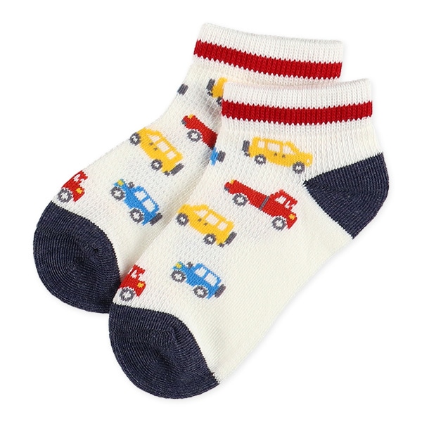 3足組キッズローカットソックス（くるま）