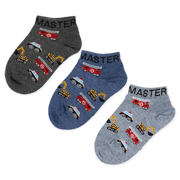 3足組キッズローカットソックス（のりもの）