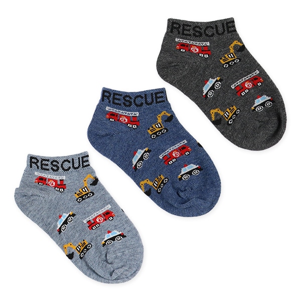 3足組キッズローカットソックス（のりもの）