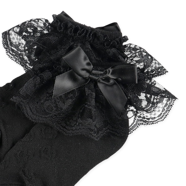 キッズアンクルソックス（ブラック・ハートリボンレース）