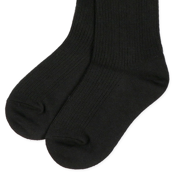 3足組キッズクルーソックス（リブブラック）