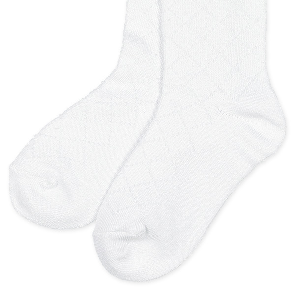 キッズハイソックス（ホワイト・ダックピコット）