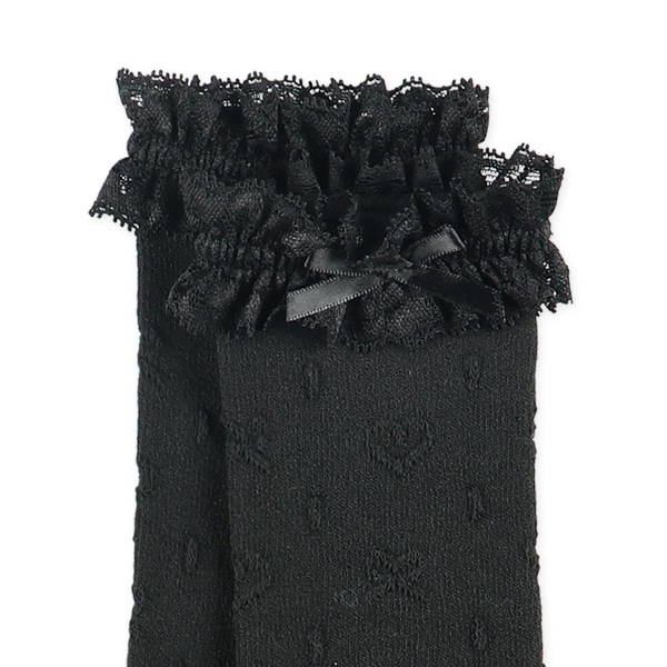 キッズハイソックス（ブラック・リボンレース）