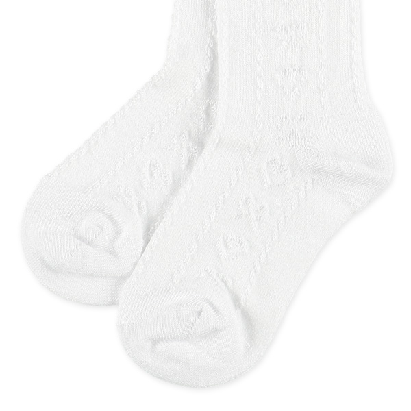 キッズハイソックス（ホワイト・ハートリボンレース）