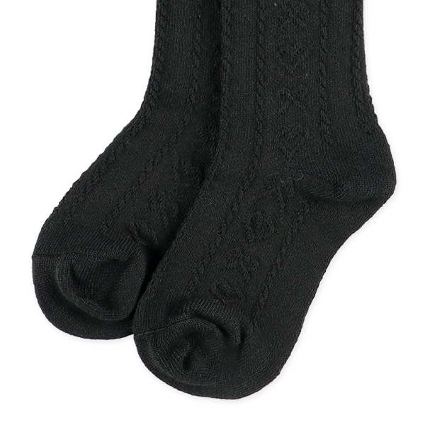 キッズハイソックス（ブラック・ハートリボンレース）