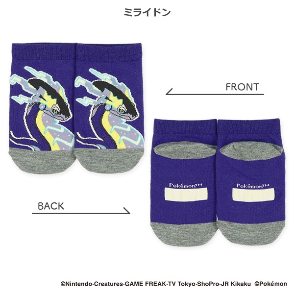 キッズローカットソックス（黒いレックウザ・コライドン・黄色いメガルカリオ・ミライドン）