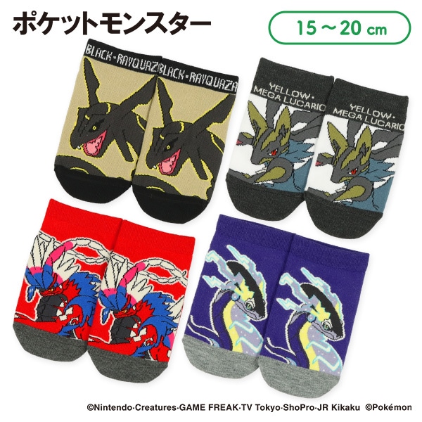 キッズローカットソックス(黒いレックウザ・コライドン・黄色いメガルカリオ・ミライドン)