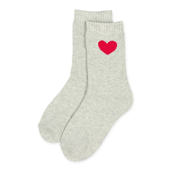 2足組あったかパイルキッズクルーソックス（ハート）