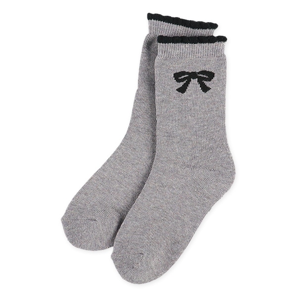 2足組あったかパイルキッズクルーソックス（リボン）