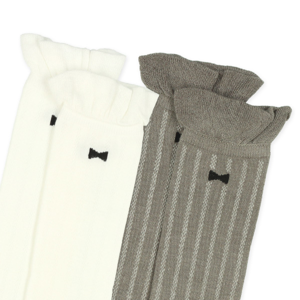 HOTWRAP）2足組キッズハイソックス（ブラックリボン）