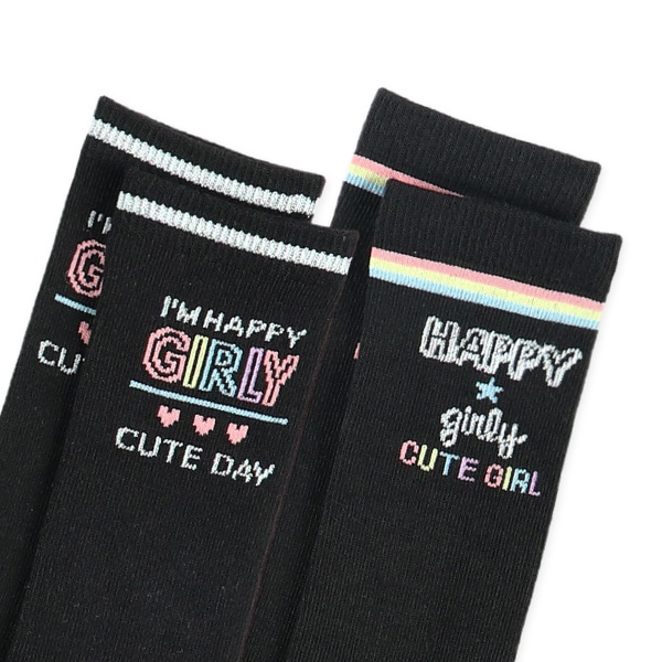 HOTWRAP）2足組キッズハイソックス（ラメロゴ）