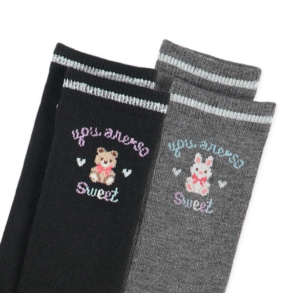 HOTWRAP）2足組キッズハイソックス（ラメくま）