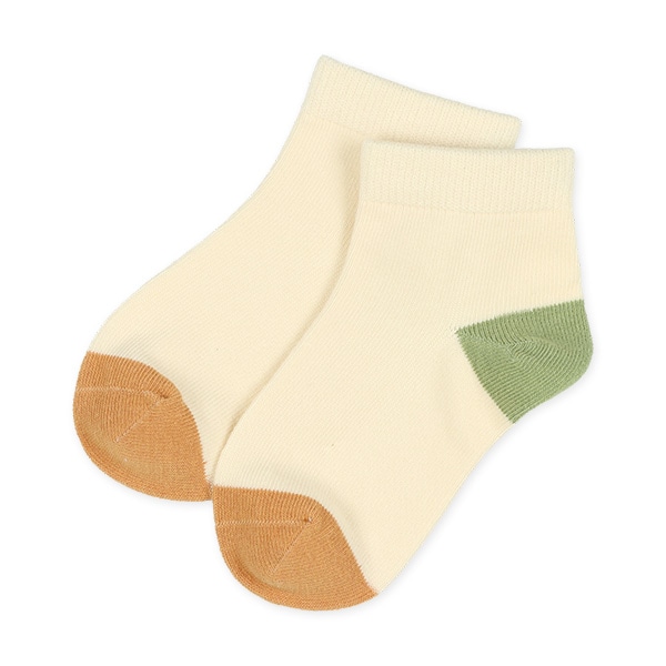 3足組キッズアンクルソックス（カラーパレット・切り替えベージュ）