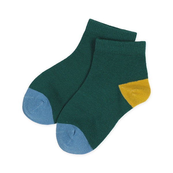 3足組キッズアンクルソックス（カラーパレット・切り替えグリーン）