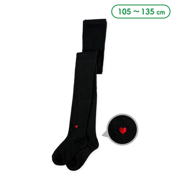 キッズタイツ（ラメ刺繍ハート）