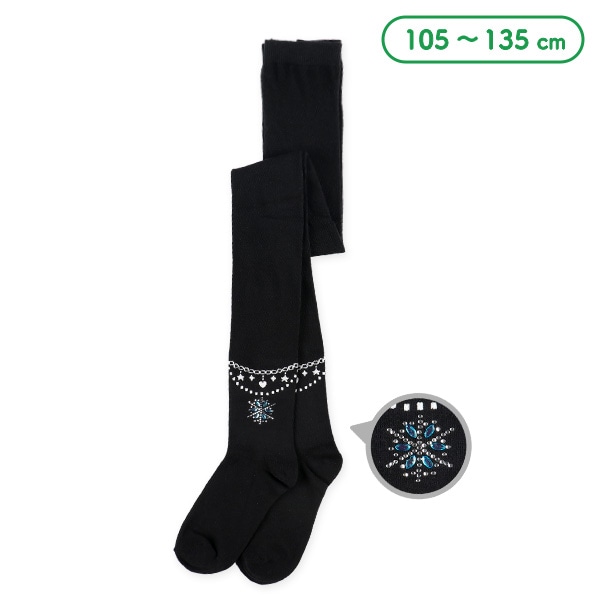 キッズタイツ（雪柄ラインストーン・アンクレット）