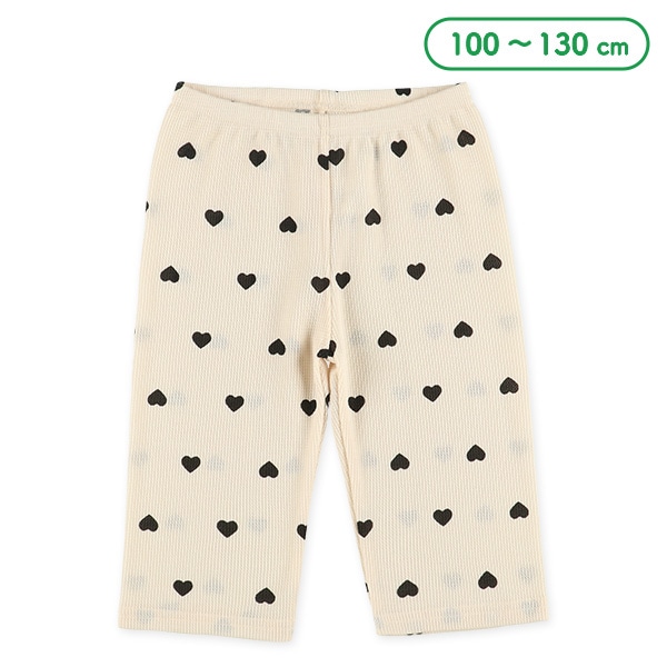 キッズワッフル5分丈スパッツ（ブラックハート）