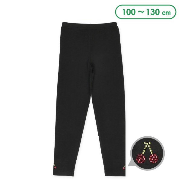 キッズ10分丈スパッツ（ラインストーン・チェリー）