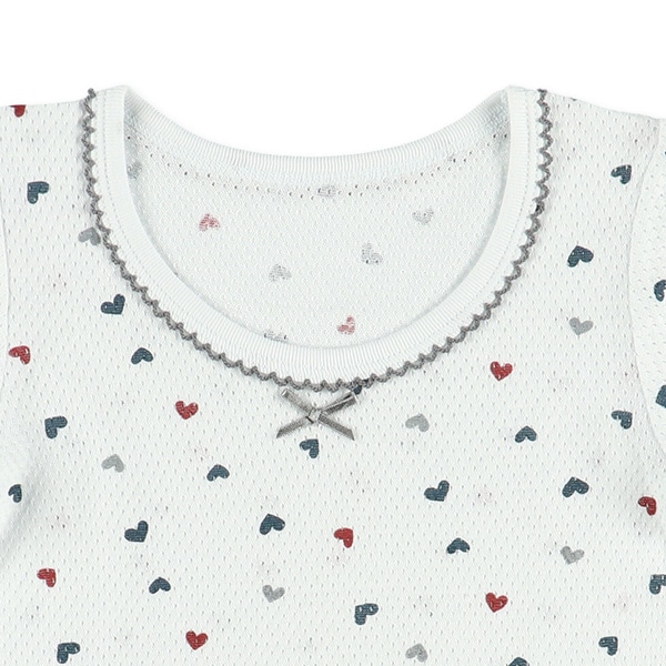 3枚組メッシュ半袖シャツ肌着（ハート総柄）