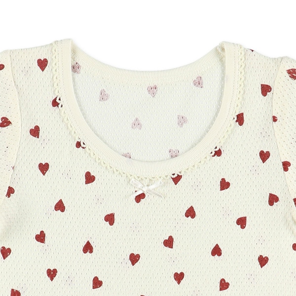 3枚組メッシュ半袖シャツ肌着（ハート総柄）