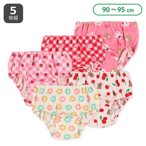 5枚組ショーツ（うさぎ・いちご・チェリー・くま・花）