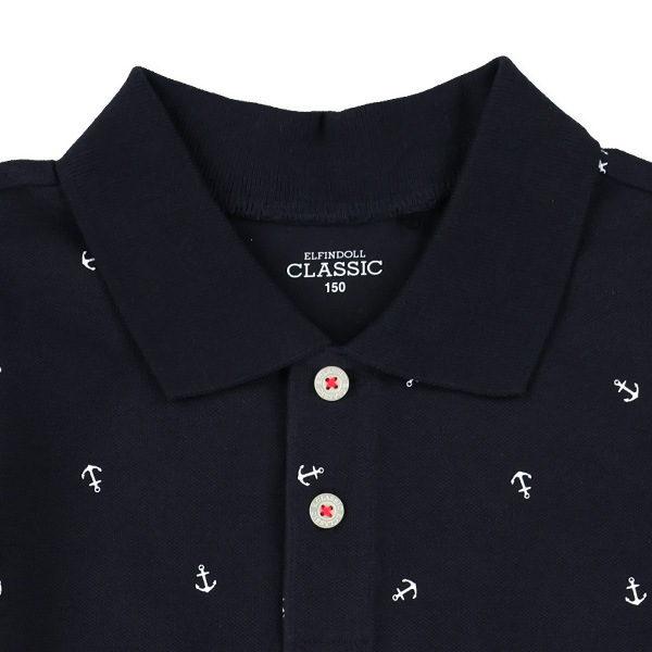 マリン総柄半袖ポロシャツ