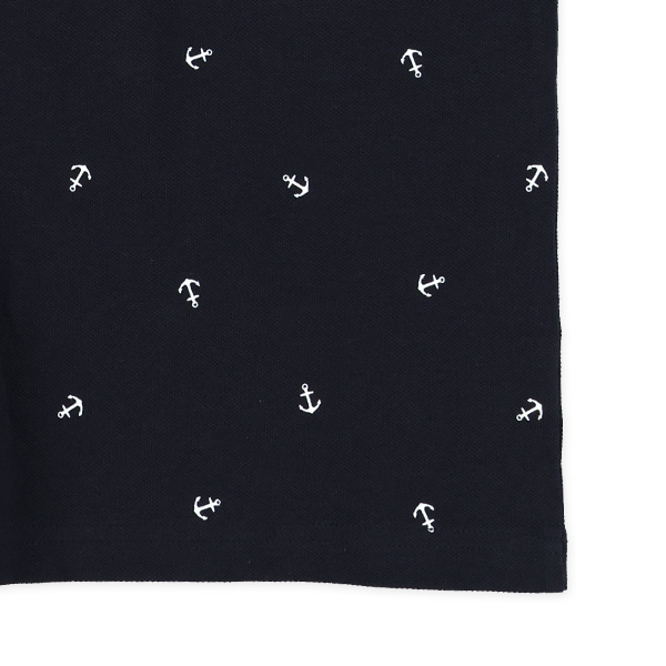 マリン総柄半袖ポロシャツ