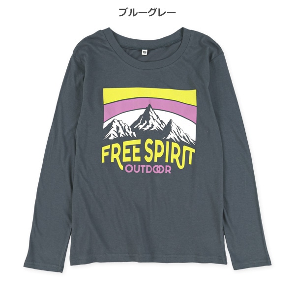 アウトドア風FREESPIRITロゴ長袖Tシャツ