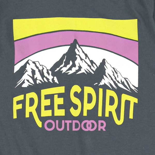 アウトドア風FREESPIRITロゴ長袖Tシャツ