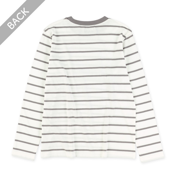 先染めシングルボーダー長袖Tシャツ