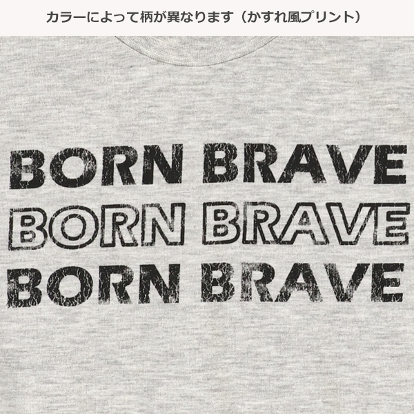 かすれ風プリント袖ラインアメカジ長袖Tシャツ