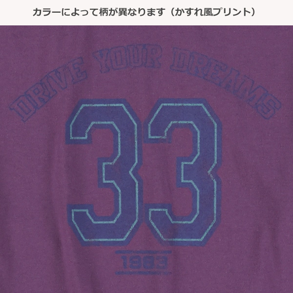 かすれ風プリント袖ラインアメカジ長袖Tシャツ