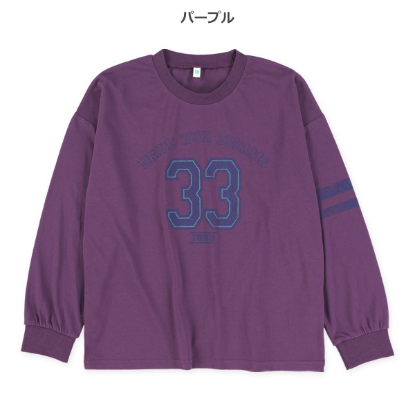 かすれ風プリント袖ラインアメカジ長袖Tシャツ