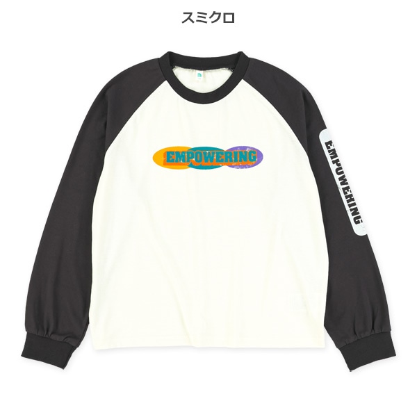 かすれ風プリントロゴラグラン長袖Tシャツ