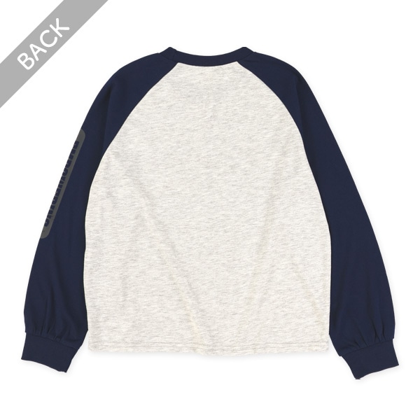 かすれ風プリントロゴラグラン長袖Tシャツ