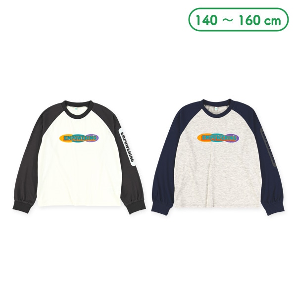 かすれ風プリントロゴラグラン長袖Tシャツ