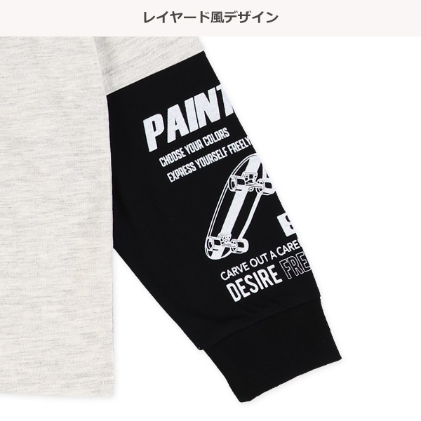 発泡プリントロゴレイヤード風長袖Tシャツ