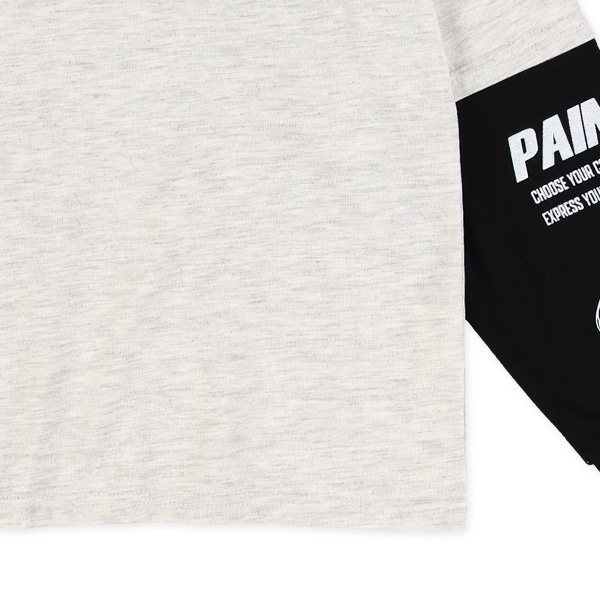 発泡プリントロゴレイヤード風長袖Tシャツ
